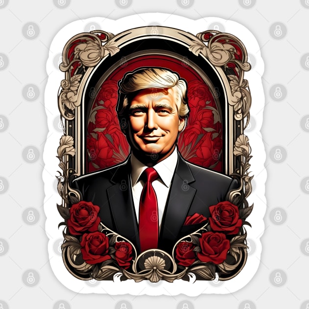 Donald Trump 2024 MAGA retro vintage floral design Sticker by Neon City Bazaar